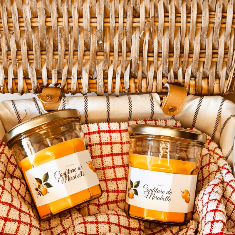 Bougie Artisanale dans un Pot de Confiture mirabelle