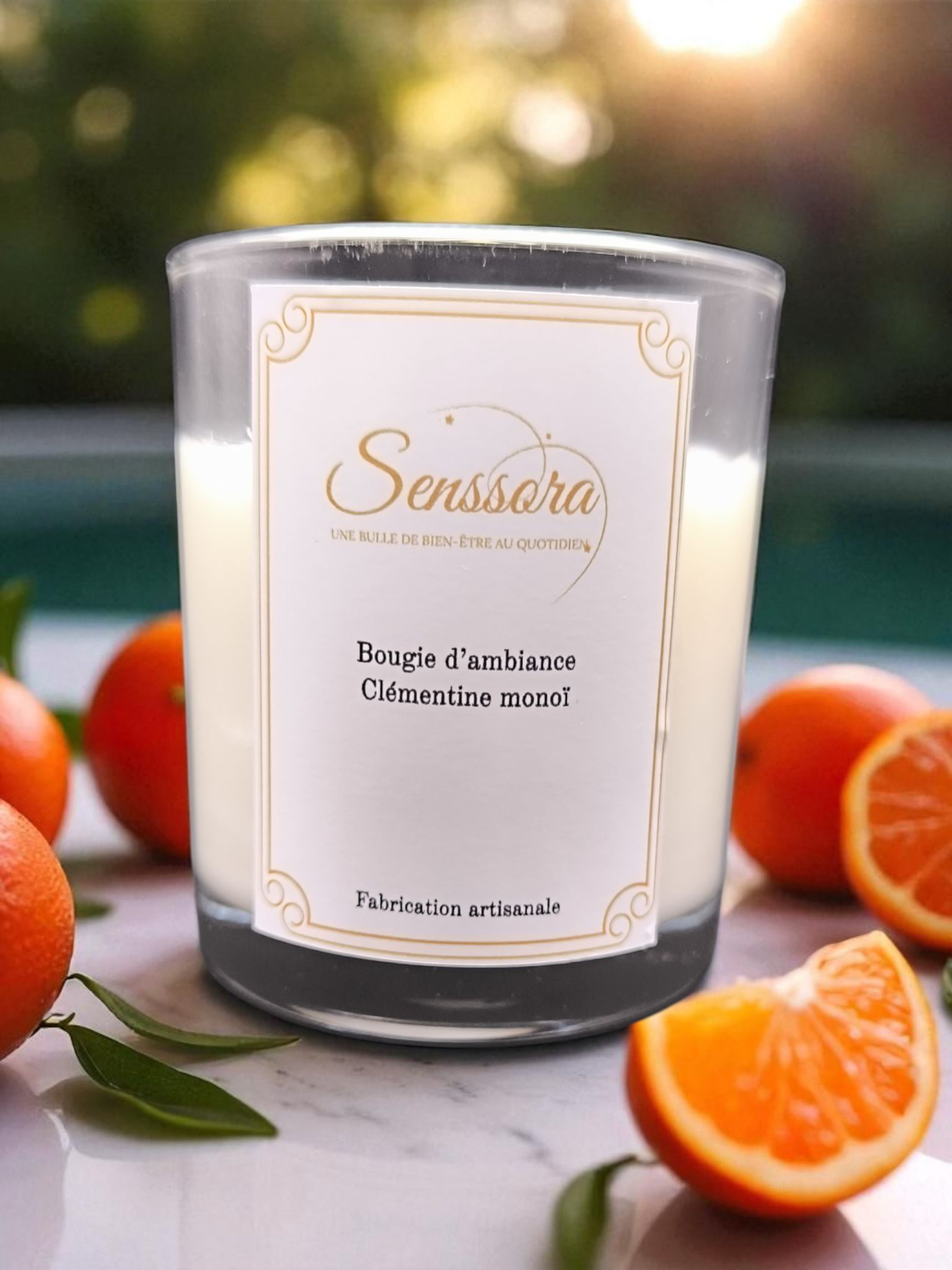 🍊🌺 Bougie Clémentine Monoï — Soleil & Évasion